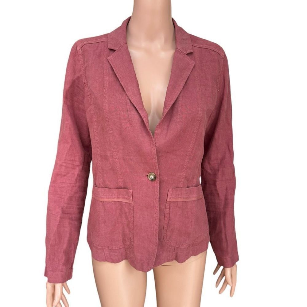 Caslon 100% Linen blazer red casual Lagenlook size XS
